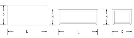 طاولة ذات قوائم مربعة على شكل H